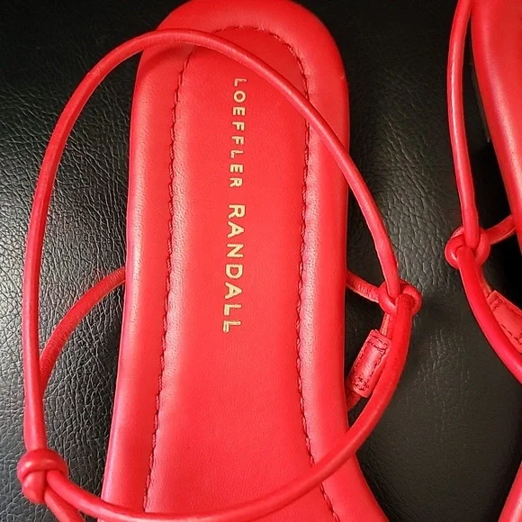 NEW Loeffler Randall Bright Red Knot-Strap Flat Sandals Size 9.5 - Picture 2 of 8
